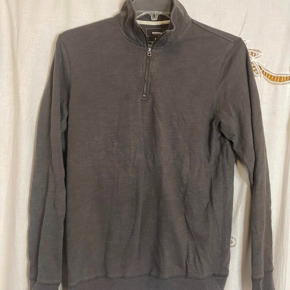 Sonoma Gray Black Collar Pullover Long Sleeve Tee S